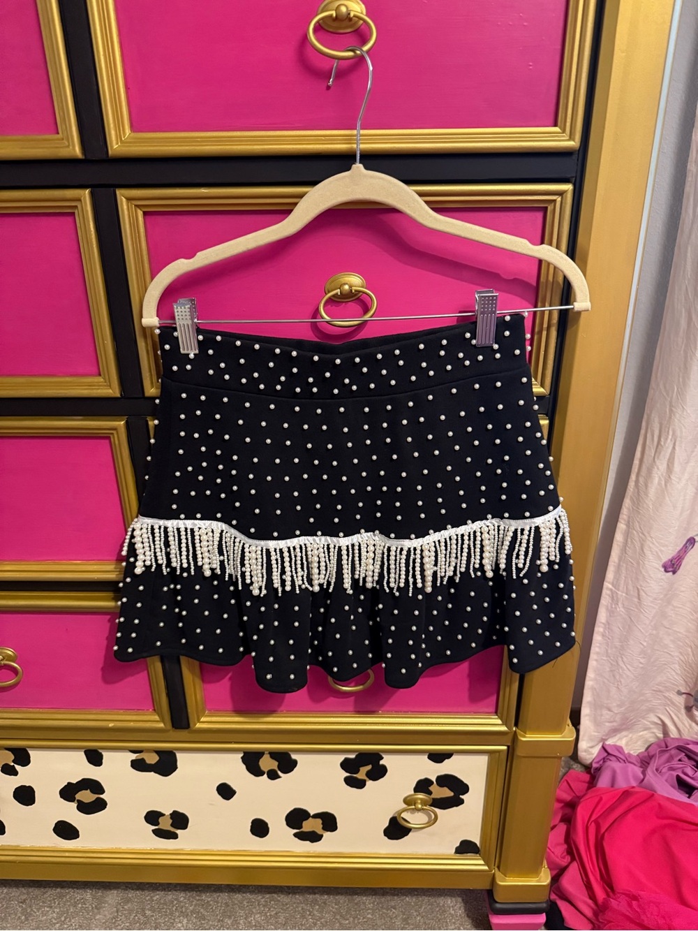 Black Beaded Fringe Mini Skirt Queen of sparkles